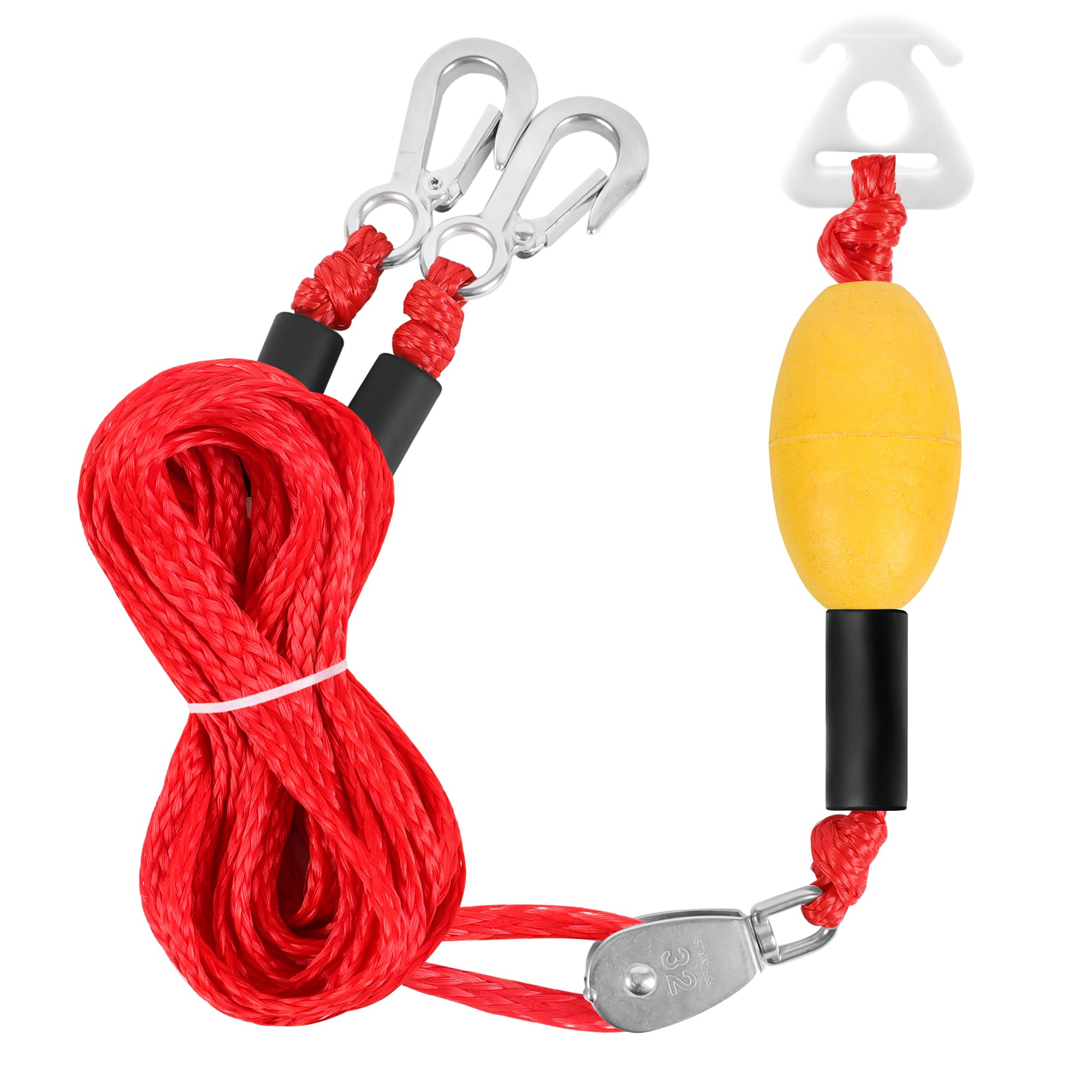 Self Centering Tow Harness for Watersports with Foat Ball, Heavy Duty Boat Tow Harness with 2 Permanent Antirust Stainless Steel Rider