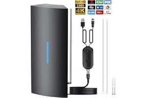 QBOY 2024 Upgraded TV Antenna Indoor, 880+ Miles Range Digital TV Antenna for Smart TV, HD Antenna Outdoor with Amplifier and Signal Booster, Supports 4K 1080P for All TV's - 30ft Coax Cable