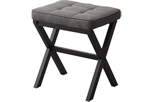 FILWH Foot Stool Small Ottoman Foot Rest Padded Foot Stool Desk Foot Stool for Under Office Desk Vanity Stool Bamboo Footstool Sofa Footrest Shoe Stool Small Foot Stools (Black Legs + Gray)