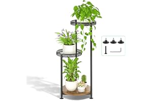 Oppro 3 Tier Large Plant Stand Indoor Outdoor Clearance, Metal Flower Shelf Pot Holder, 10in Wide Multiple Plants Tall Corner Display Rack for Patio Orchid Office Porch Living Room Garden, Black