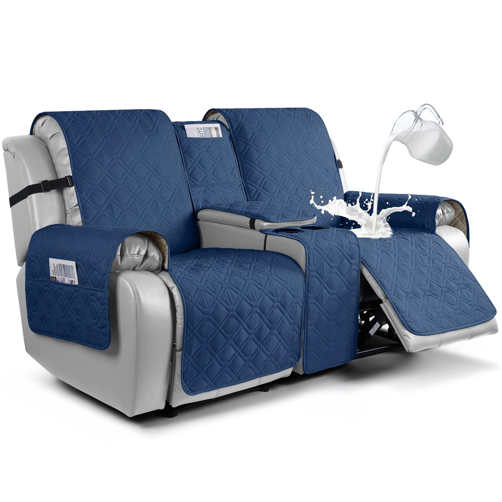 VANSOFY Loveseat Recliner Cover with Console 100% Waterproof Sofa