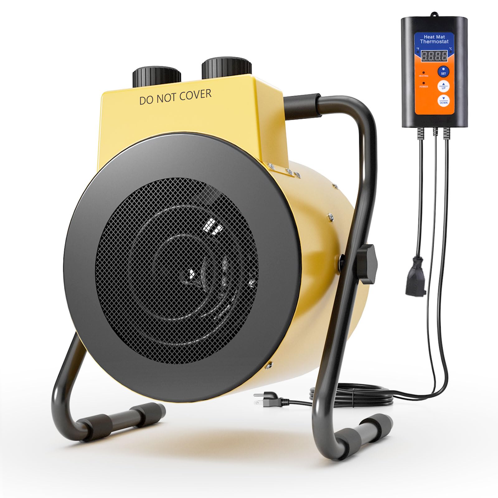 Photo 1 of Joanolga Greenhouse Heater with Thermostat, 1500W Electric Outdoor Heaters for Patio, Overheat Protection, Fast Heating, IPX4 Waterproof, Green House Heaters for Plants, Grow Tent, Outdoor, Yellow