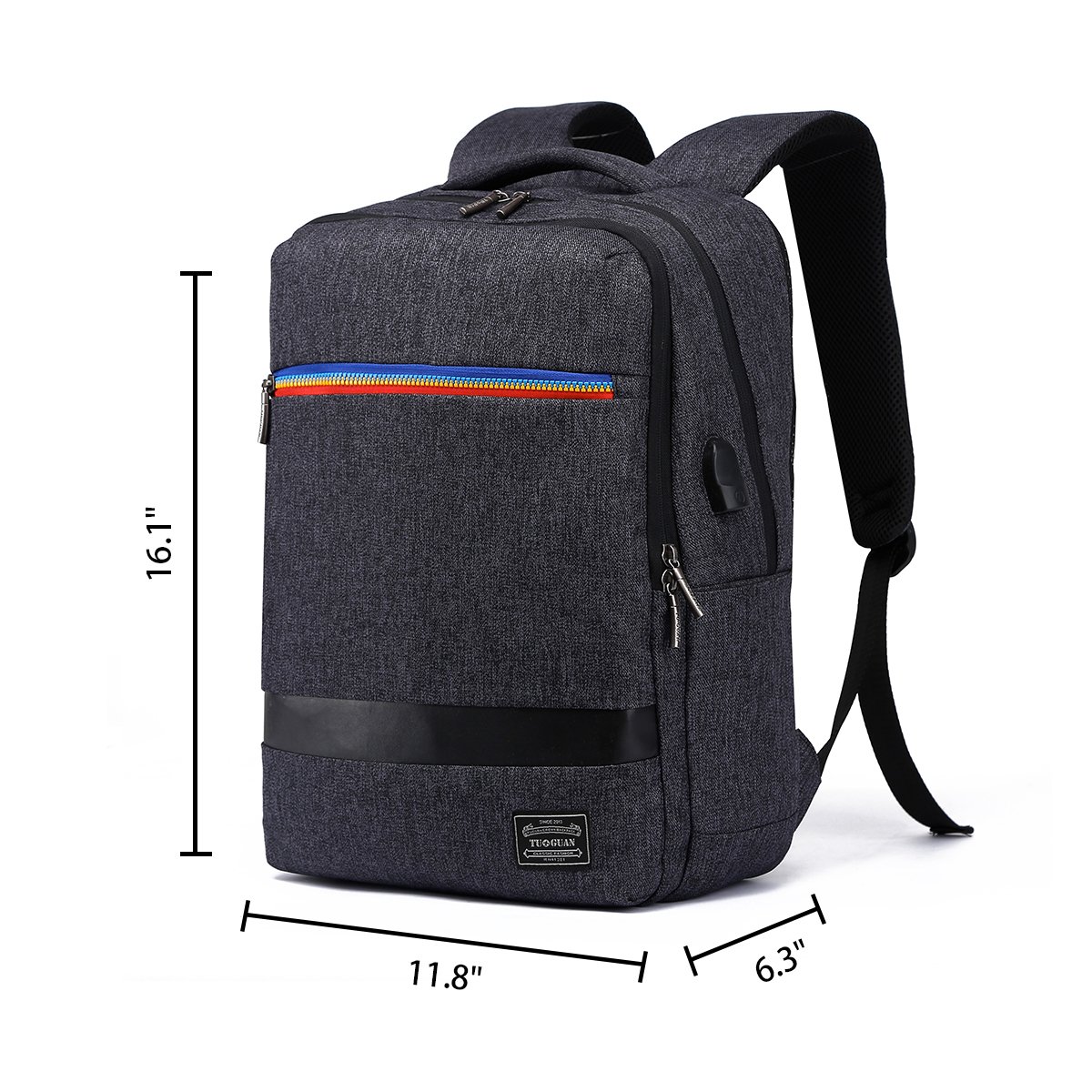 Water Resistant Laptop Backpack Anti-Theft Slim Business Bag with USB Charging Port Fits 15.6 Inch Laptop Notebook Macbook Tablet Computer for College Student Size 11.8\