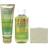 Bath & Body Works Coconut Lime Verbena Body Cream and Body Wash Duo Set with a Natural Oats Bar Soap - Full Size