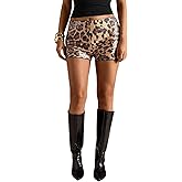 MakeMeChic Women's Cheetah Print Shorts Y2K Sequin Leopard Mini Micro Shorts