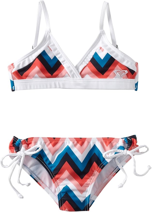 Roxy Big Girls' Crossover Tri Set Swimwear, Day Break, 7 Fashion Bikini Sets Clothing