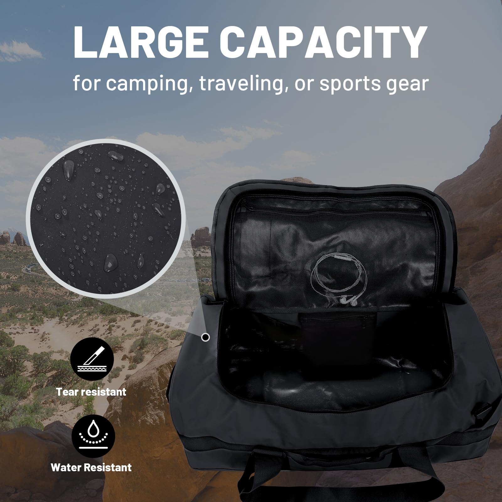 MIER Water Resistant Backpack Duffle Heavy Duty Convertible Duffle Bag with Backpack Straps for Gym, Sports, Travel
