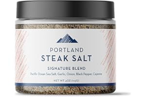 Portland Salt Co. Steak Salt & Spice Blend – SPG Seasoning - Savory Mix of Sea Salt, Pepper & Garlic - Signature All-Purpose Gourmet Rub - Non-GMO, 4 Oz (Pack of 1)