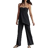 Anoumcy 2 Piece Sets for Women Tube Tops and Pants Lounge Sweater Sets Summer Beach Travel Vacation Outfits