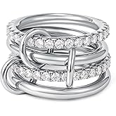 SLOONG Gold Stackable Rings for Women Non Tarnish, Dainty 18K Gold Plated Cubic Zirconia Rings, Silver Rose Gold Rings Set, Multi Ring Mixed Metals Stackable Ring Set for Women