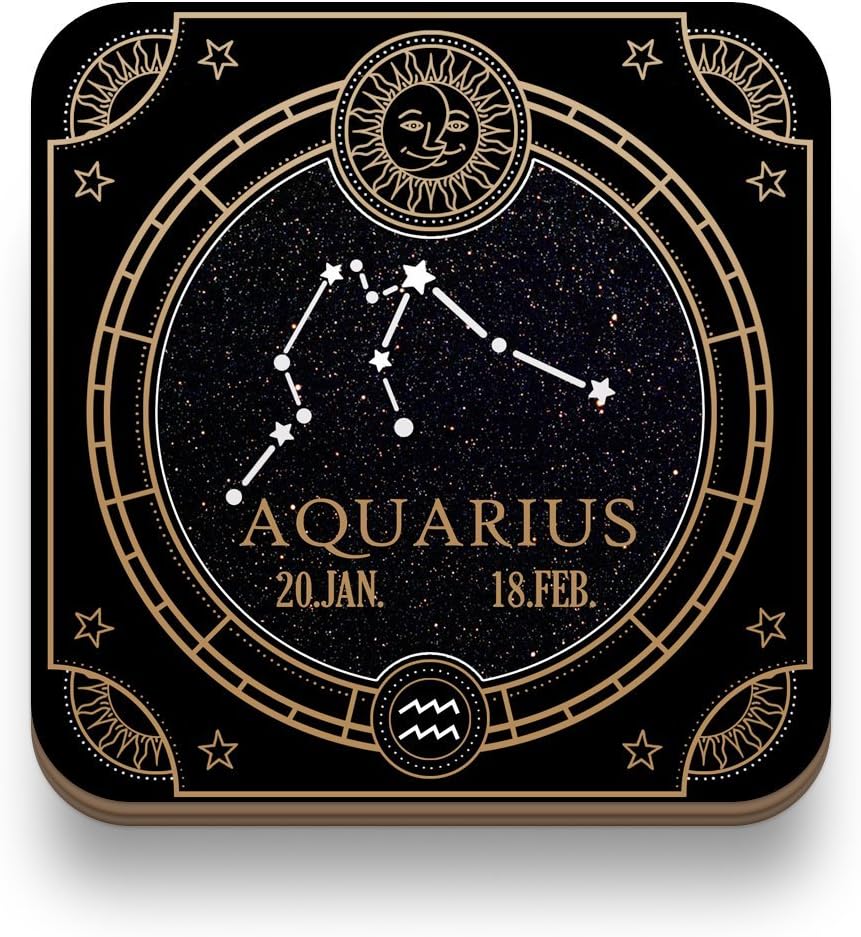 Aquarius zodiac coaster, astrology coaster. Great for Housewarming. SET OF 4