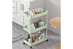SPACELEAD Slim Storage Cart,3 Tier Bathroom Rolling Utility Cart Storage Organizer Slide Out Cart, Mobile Shelving Unit Organ