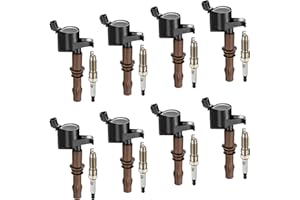 BDFHYK Ignition Coils DG521 and Iridium Spark Plug SP509 Compatible with Lincoln Mark LT Navigator Mercury F150 F250 F350 Expedition Trac Mustang V8 V10 4.6L 5.4L 6.8L Replaces IC697 Set of 8