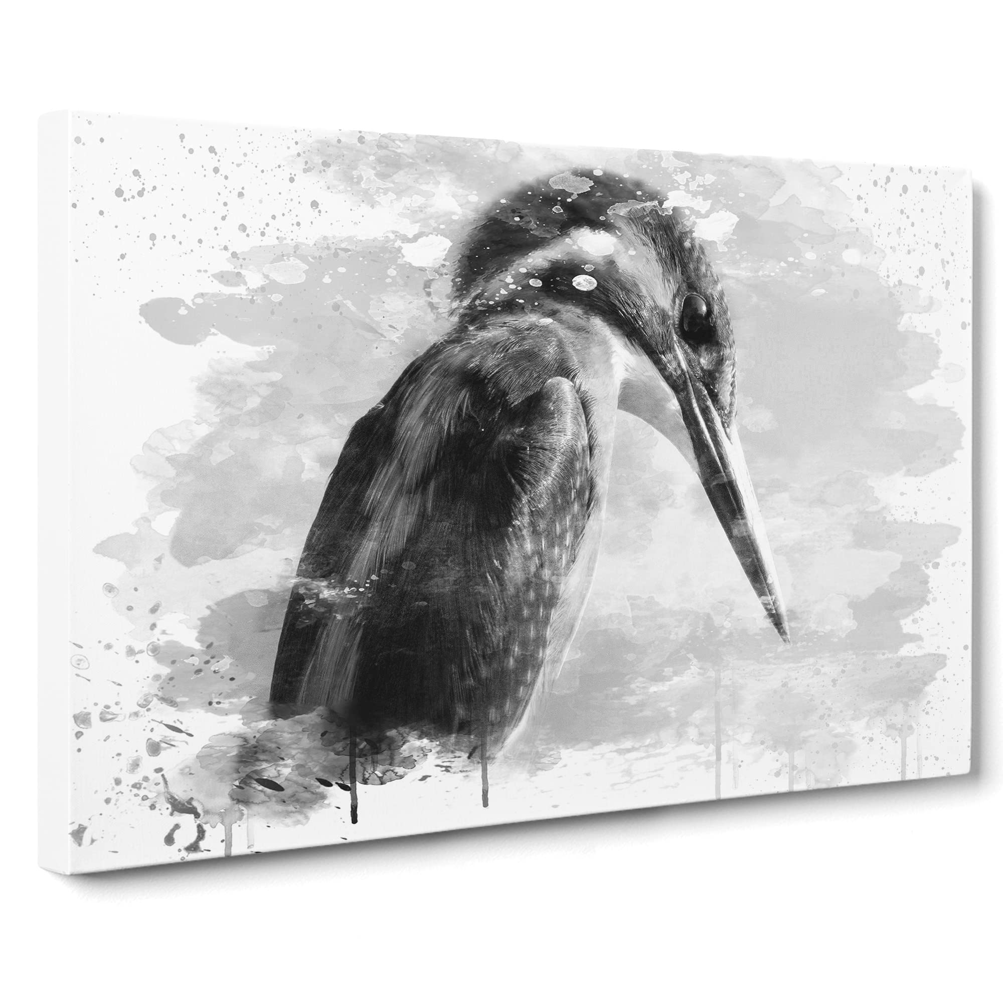 Kingfisher Bird 2 V4 Canvas Print | Gallery Wrapped 30mm Frame Wall Art | 20x14 inches | Ready to Hang | Modern Animals Picture | Living Room Bedroom Lounge Office