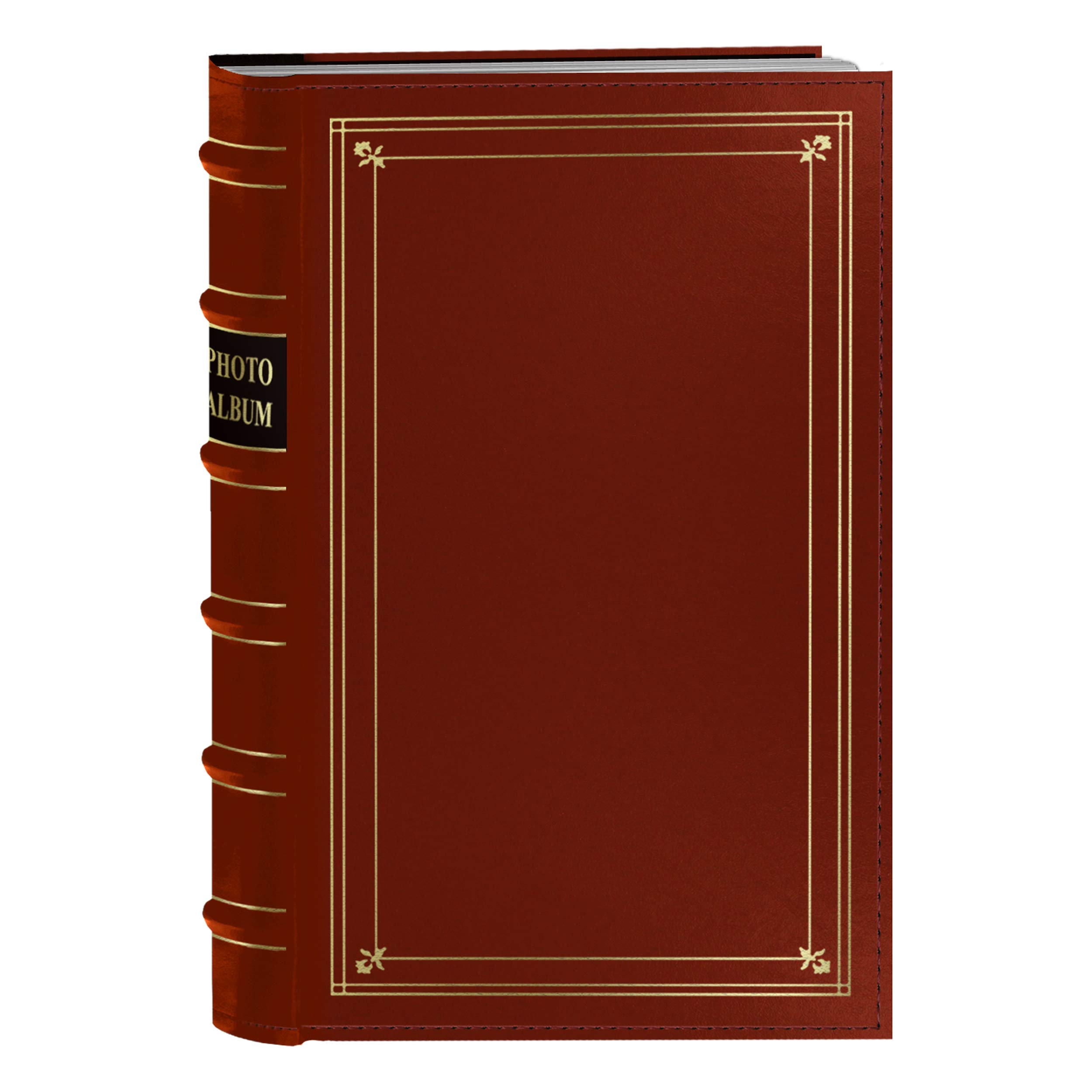 Pioneer Photo 204-Pocket Ring Bound Photo Album for 4 by 6-Inch Prints, Red Bonded Leather with Gold Accents Cover