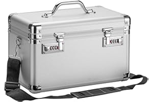 Vilcjson Combination Lock Box - 15.1x8.7x9.4 Inch - Security Lock Boxes for Medicine, Locking Storage Box for Personal Items Passports and Documents, Lockable Lockbox for Office Business, Silver