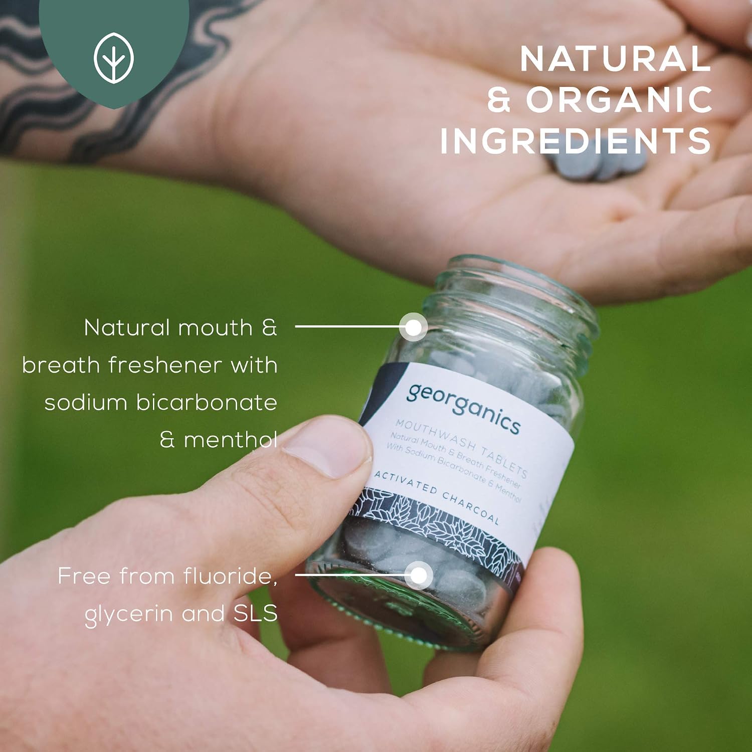 Georganics Organic Mouthwash Tablets, Activated Charcoal Natural Mouthwash for Bad Breath, SLS, Glycerine & Fluoride Free - Image 4
