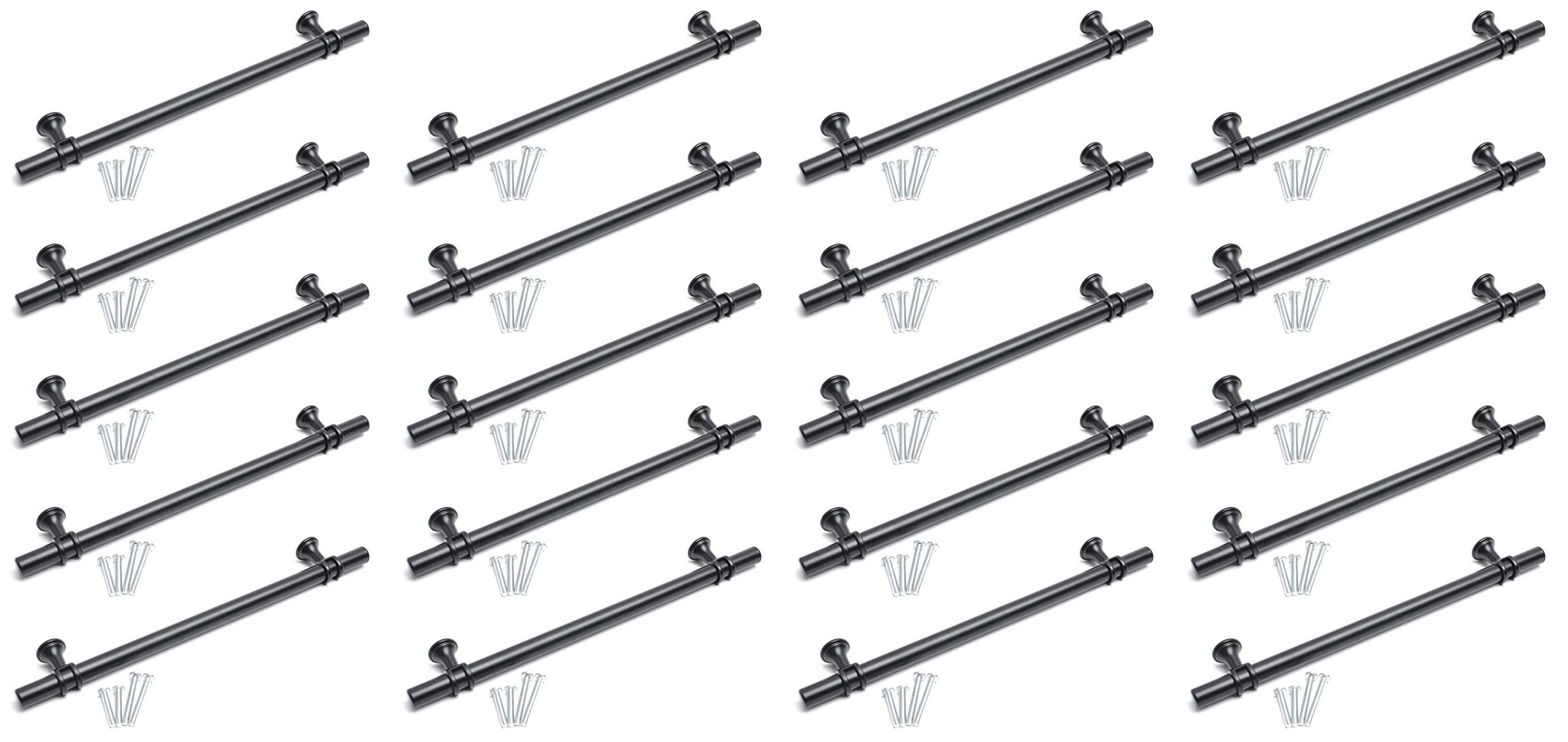 BSM Marketing T Bar Designer Chatsworth Ring Collar Handle Knob Black Finish Kitchen Bedroom Bathroom (20, 192mm)