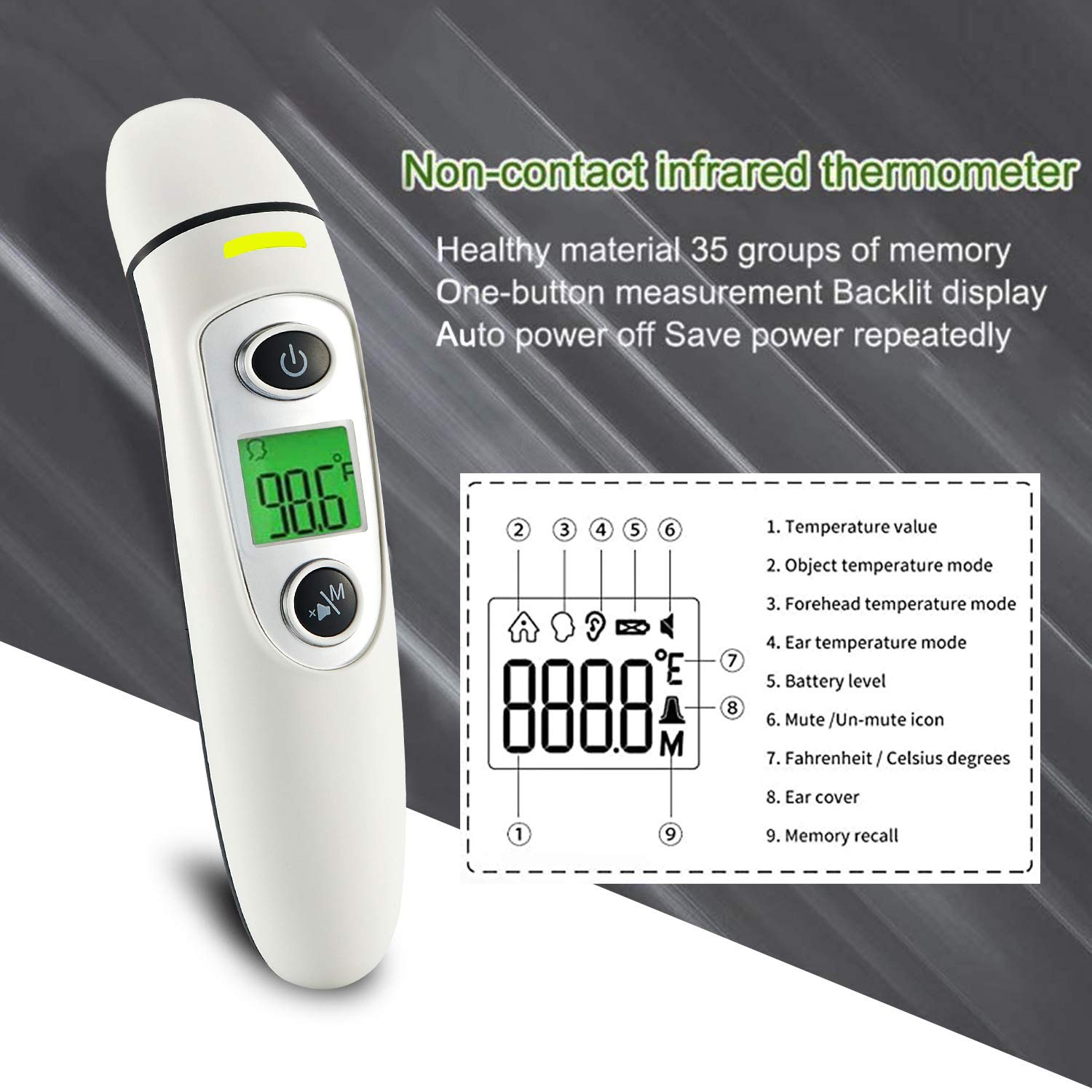 Ear Forehead Thermometer Digital Infrared Temporal Thermometer with Fever Alarm and Memory Function – Ideal for Babies, Infants, Children, Adults, Indoor, and Outdoor Use : Baby