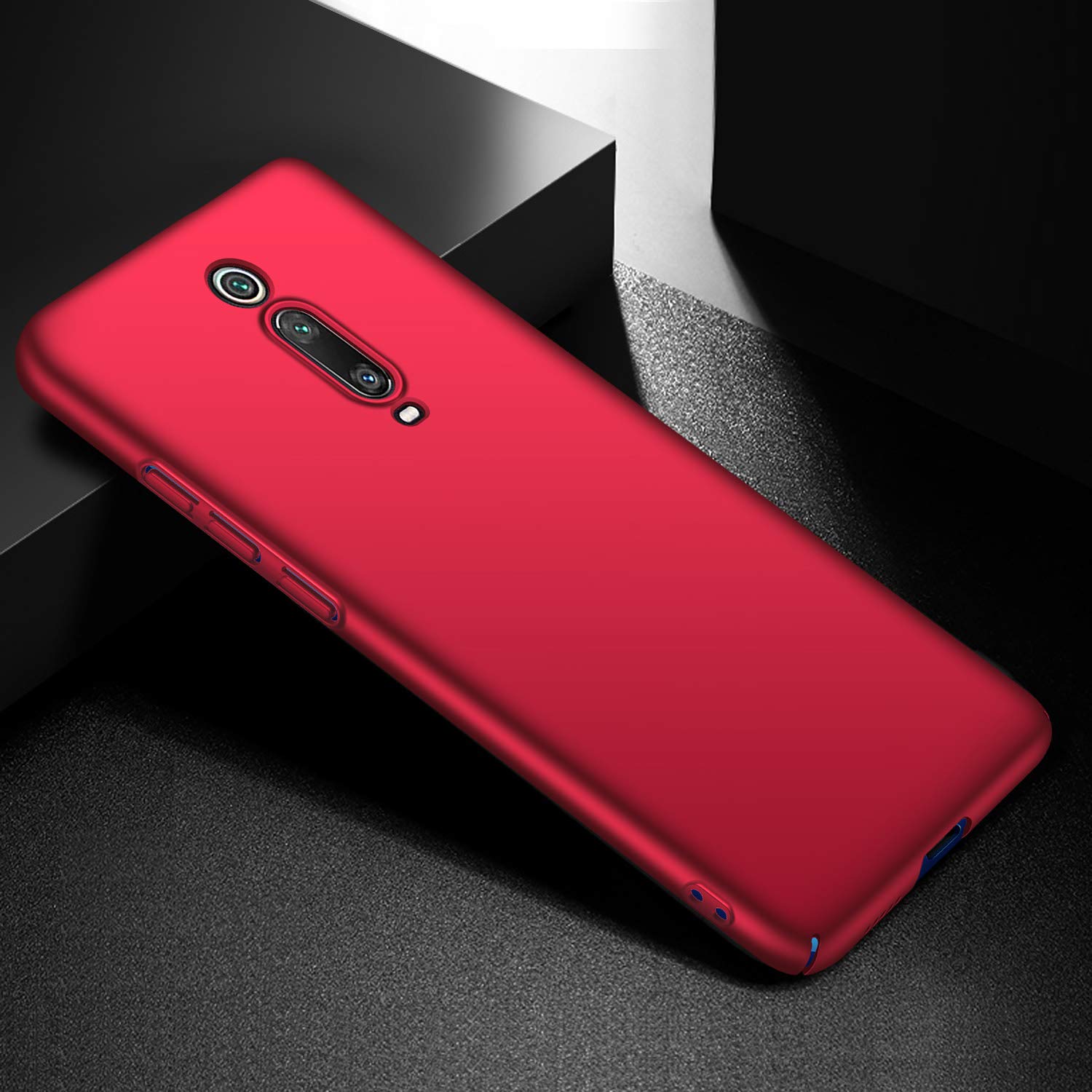 UCMDA Funda Xiaomi Mi 9T / Xiaomi Mi 9T Pro con Protector de Pantalla, Carcasa Duro Funda Xiaomi Mi 9T / Xiaomi Mi 9T Pro con Cristal Templado - Rojo