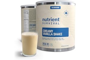 Nutrient Survival Protein Shake, Creamy Vanilla, Whey Protein Powder, Freeze Dried Prepper Supplies & Emergency Food, 40 Nutrients, Gluten Free, Shelf Stable Up to 25 Years, One Can,15 Servings