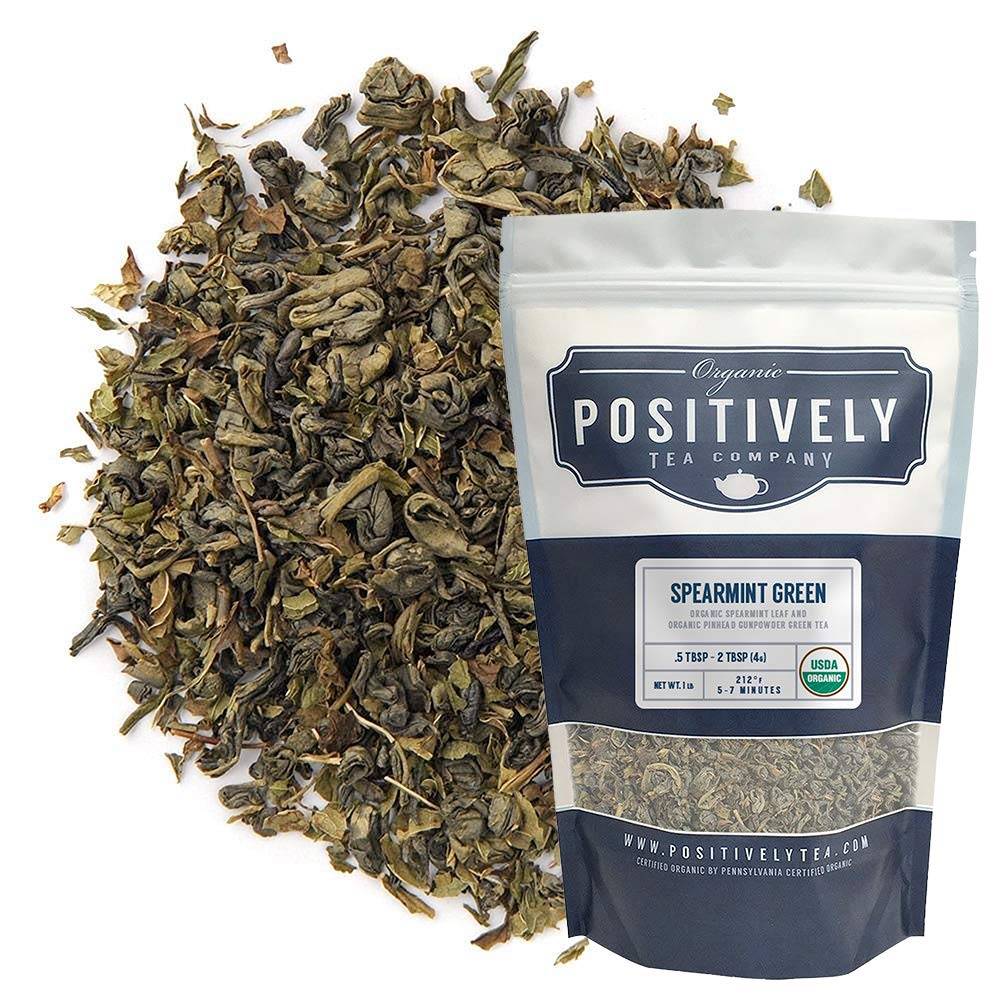 Organic Positively Tea Company, Spearmint, Green Tea, Loose Leaf, 16 Ounce