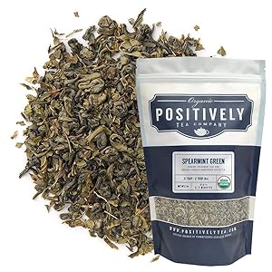 Organic Positively Tea Company, Spearmint, Green Tea, Loose Leaf, 16 Ounce