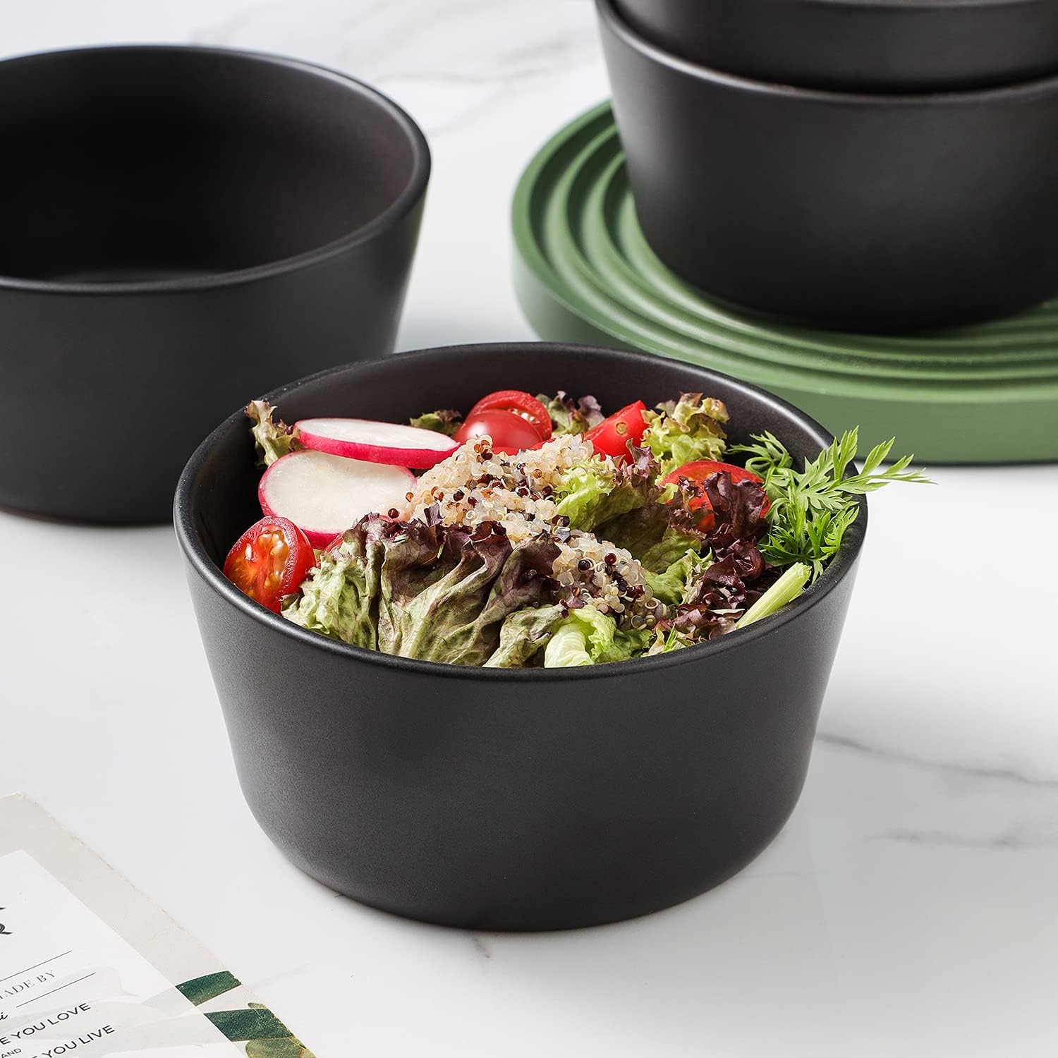  | Stone Lain Coupe Dinnerware Set, Service For 4, Black Matte: Dinnerware Sets