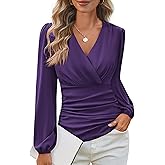 GRACE KARIN Long Sleeve Blouses for Women Dressy Casual, Wrap Tops Work Shirts, 2026 Spring Business Outfits