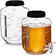 Ziliny Kombucha Complete Starter Kit Include 2 Glass Kombucha Jars with Dispensing Valve 1 Gallon Kombucha Brewing Jar 2 Elastic Cloth Covers 6 Temperature Strip for DIY Kombucha Fermentation