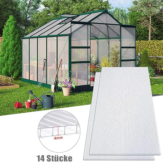 Fun 14x Polycarbonate Hollow Chamber Panels 4 mm 10.25 m2 Greenhouse
