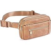 Telena Fanny Packs for Women Cross Body Bag Leather Belt Bag Fashionable Waist Bag with Adjustable Strap Camel Brown