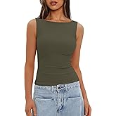 Darong Women's High Neck Tank Top Sleeveless Double Lined Basic Tops Going Out Casual Tank Shirts