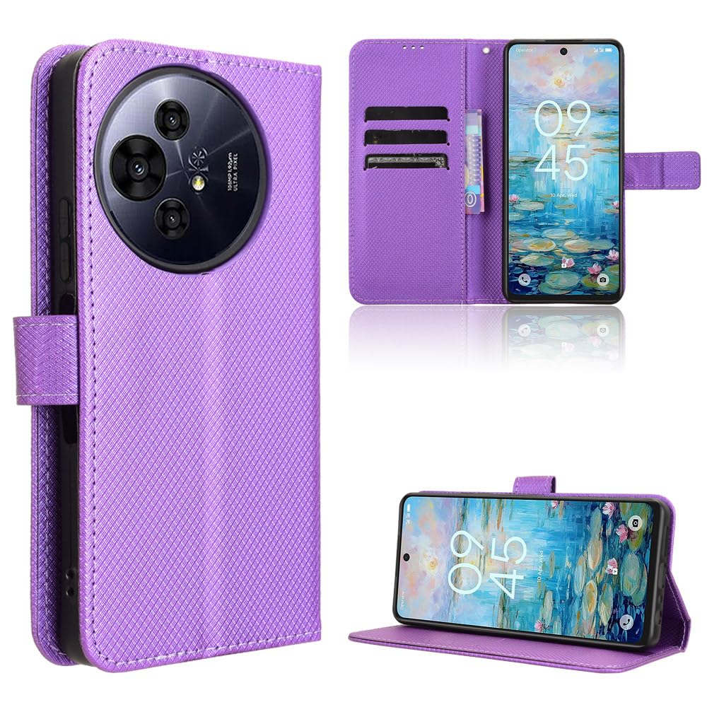 TIANYUE Wallet Case for TCL 50 Pro NxtPaper 5G, diamond pattern Wallet PU Leather Phone, with Card Holder Kickstand Magnetic Closure Cover for TCL 50 Pro NxtPaper 5G-Purple