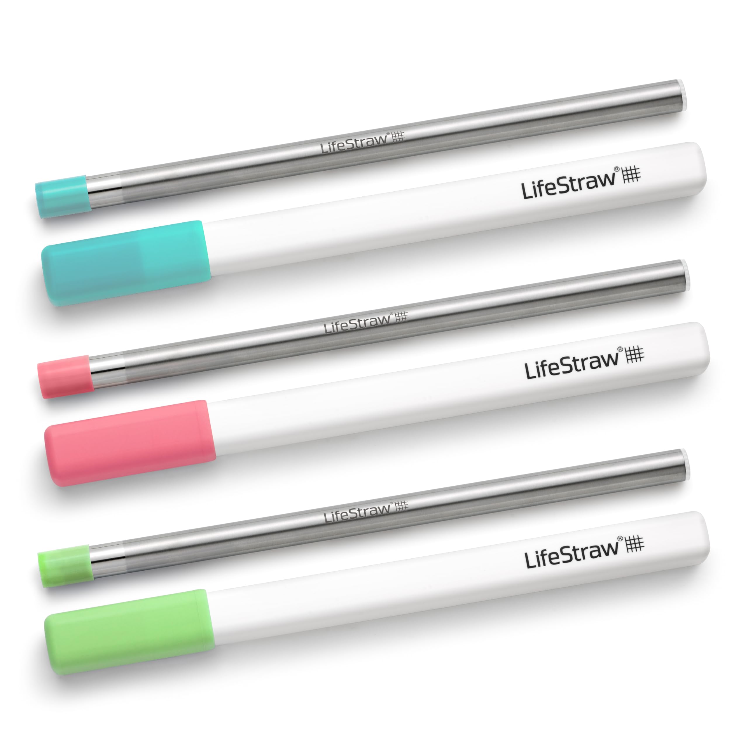 LifeStraw Sip 3-Pack, Reusable Stainless Steel Water Filter Drinking Straw with 3 Carry Cases, Removes Microplastics, Bacteria and Parasites for Travel and Everyday Use Image