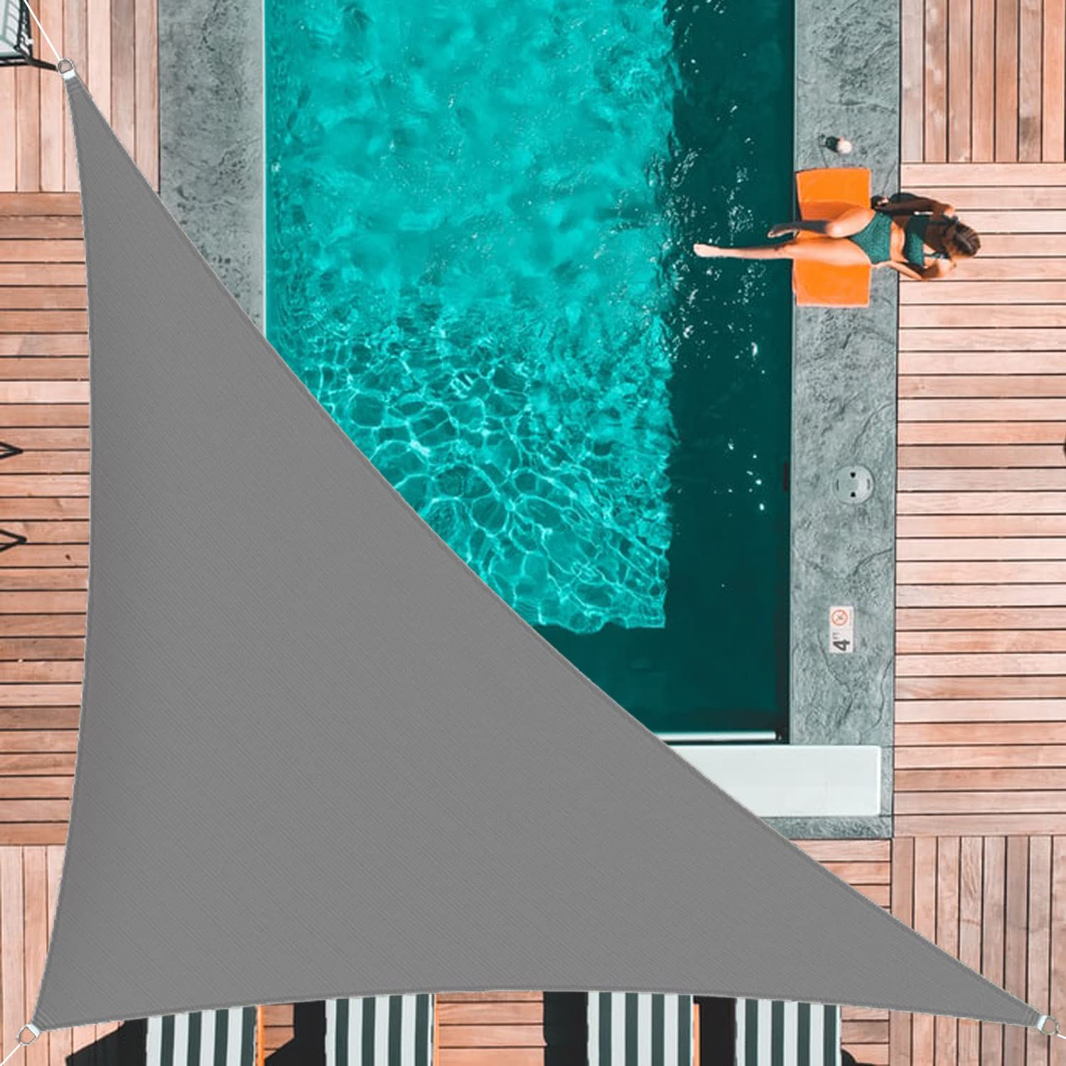 Sunal Triangle Sun Shade Sails 3×3×4.3m, Waterproof Shade Sail for Garden, 95% UV Blocking Outdoor Sun Shade Shade Canopy with Free Rope for Outdoor Garden Pergola Patio Party Backyard Lawn, Grey