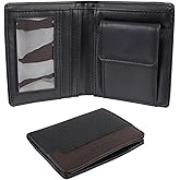 AfitLulu Wallets for Men, 2 Layer Mens Bifold Wallet with Coin Pocket, 5 Credit Card Front Pocket Wallet (Vertical, Black)