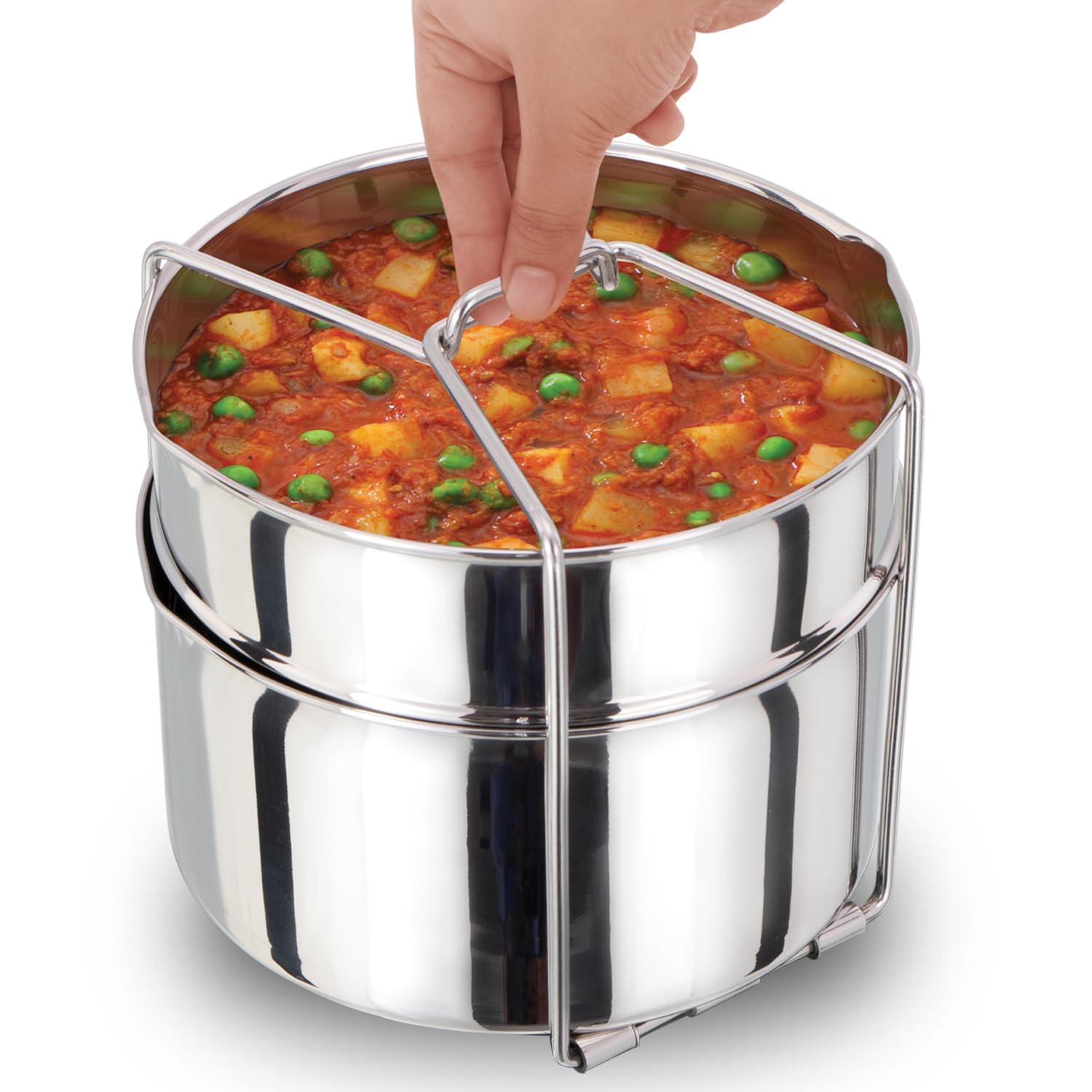 Photo 1 of Hawkins Two-Dish Stainless Steel Set, Cooker Separator, Pressure Cooker Pots, Silver (SDS3)