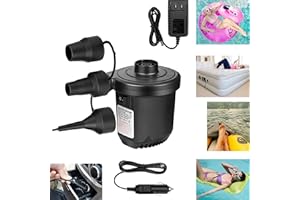 EIHUP Inflatables Air Pump for Air Mattress with 3 Nozzles, Quick Fill Inflator Deflator Air Pump Perfect for Outdoor Camping Inflatable Boat Blow Up Pool Water Toy Car Air Bed Swimming Ring