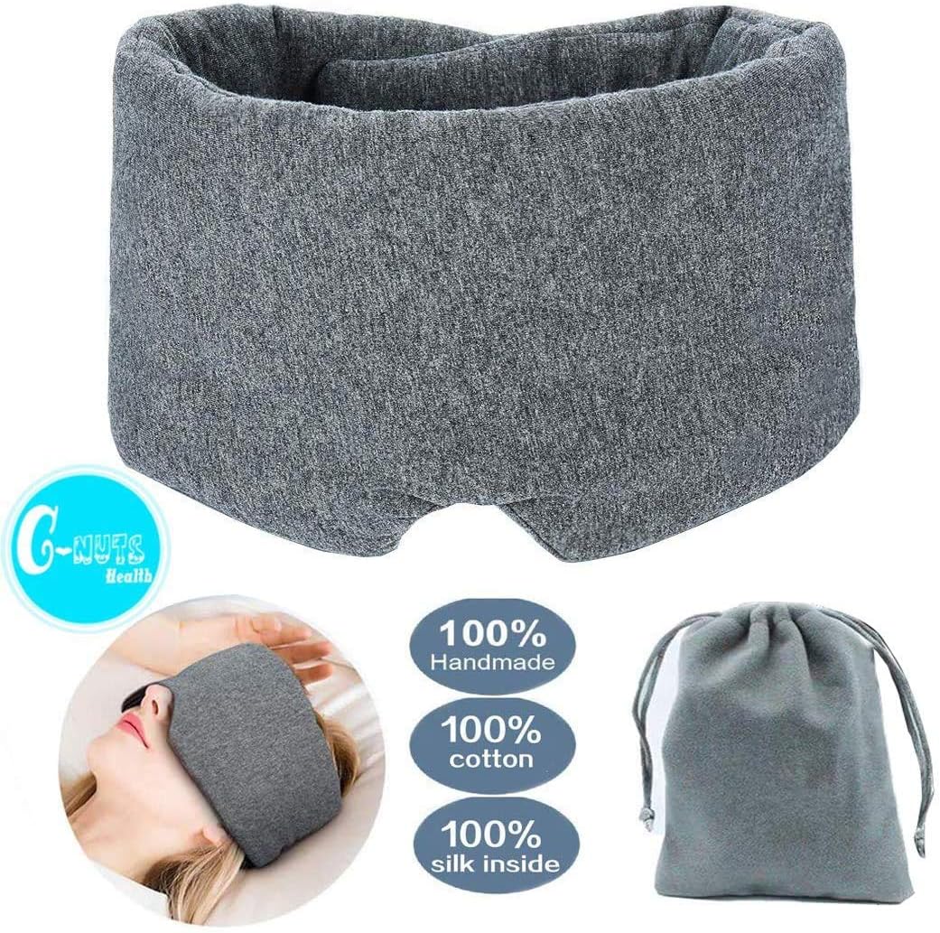 Cotton Sleep Mask Blackout,100% Handmade Adjustable Comfortable and Breathable Eye Mask -Best Night Companion Eyeshade for Women Men Kids