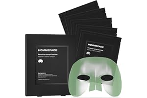 HommeFace Men’s Revitalizing Hydrogel Facial Mask Set (5ct) - Hydrating, Beard-Friendly, Anti-Aging, Soothing Face Sheet Masks - Korean Skincare Technology with Hyaluronic Acid, Vitamins & Peptides