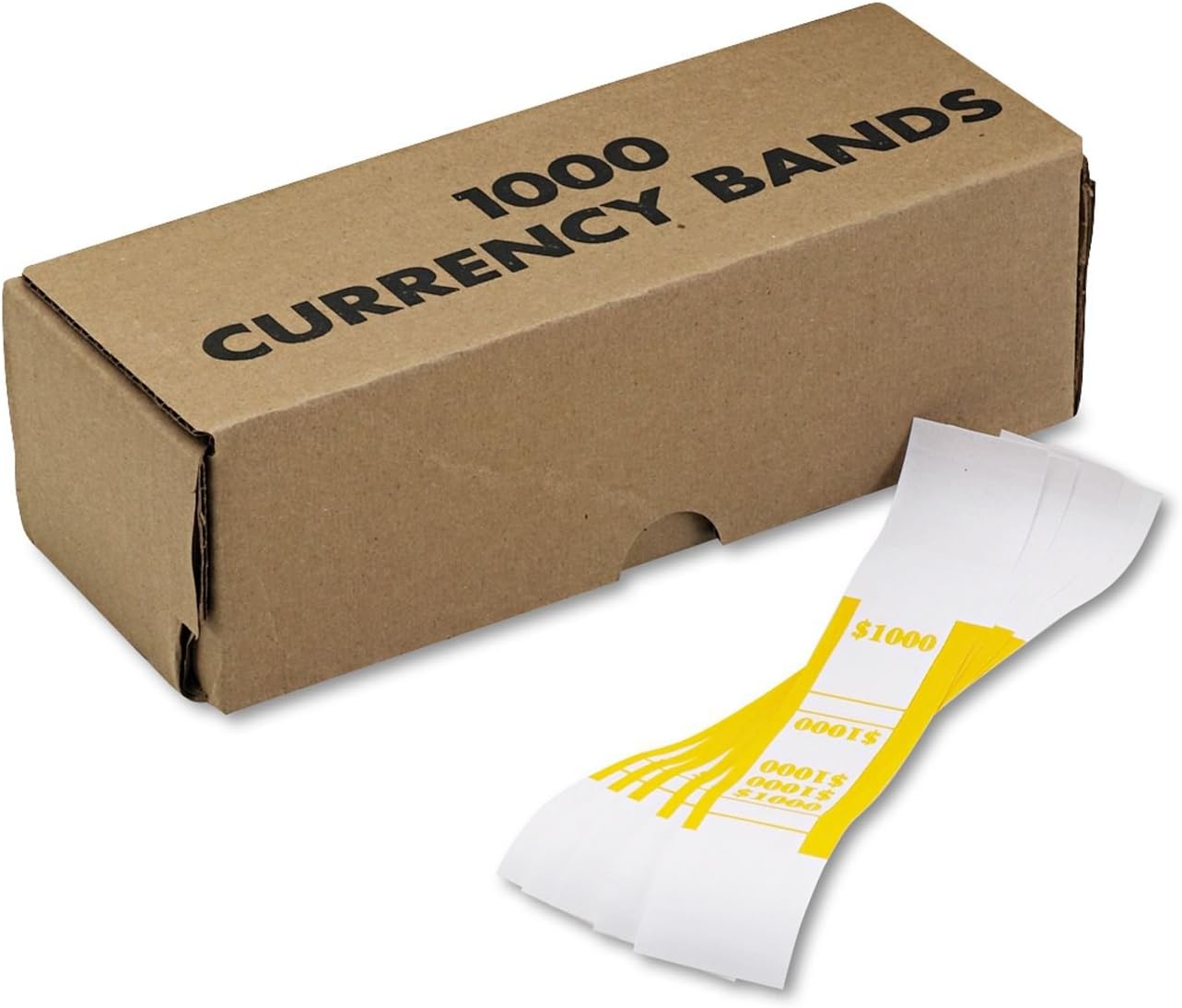 SelfAdhesive Currency Straps Yellow 1000 in 10 Bills