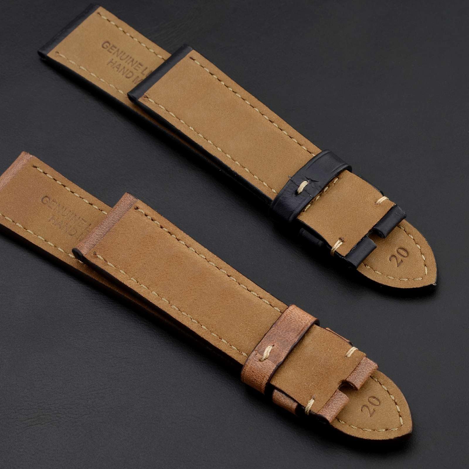 BISONSTRAP Leather Watch Band 18mm 19mm 20mm 21mm 22mm 23mm 24mm, Antique Watch Straps for Men, Supple and Breathable Calfskin