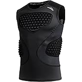 COOLOMG Mens Baseball Chest Rib Protector Adult Football Padded Compression Shirt Heart Sternum Guard