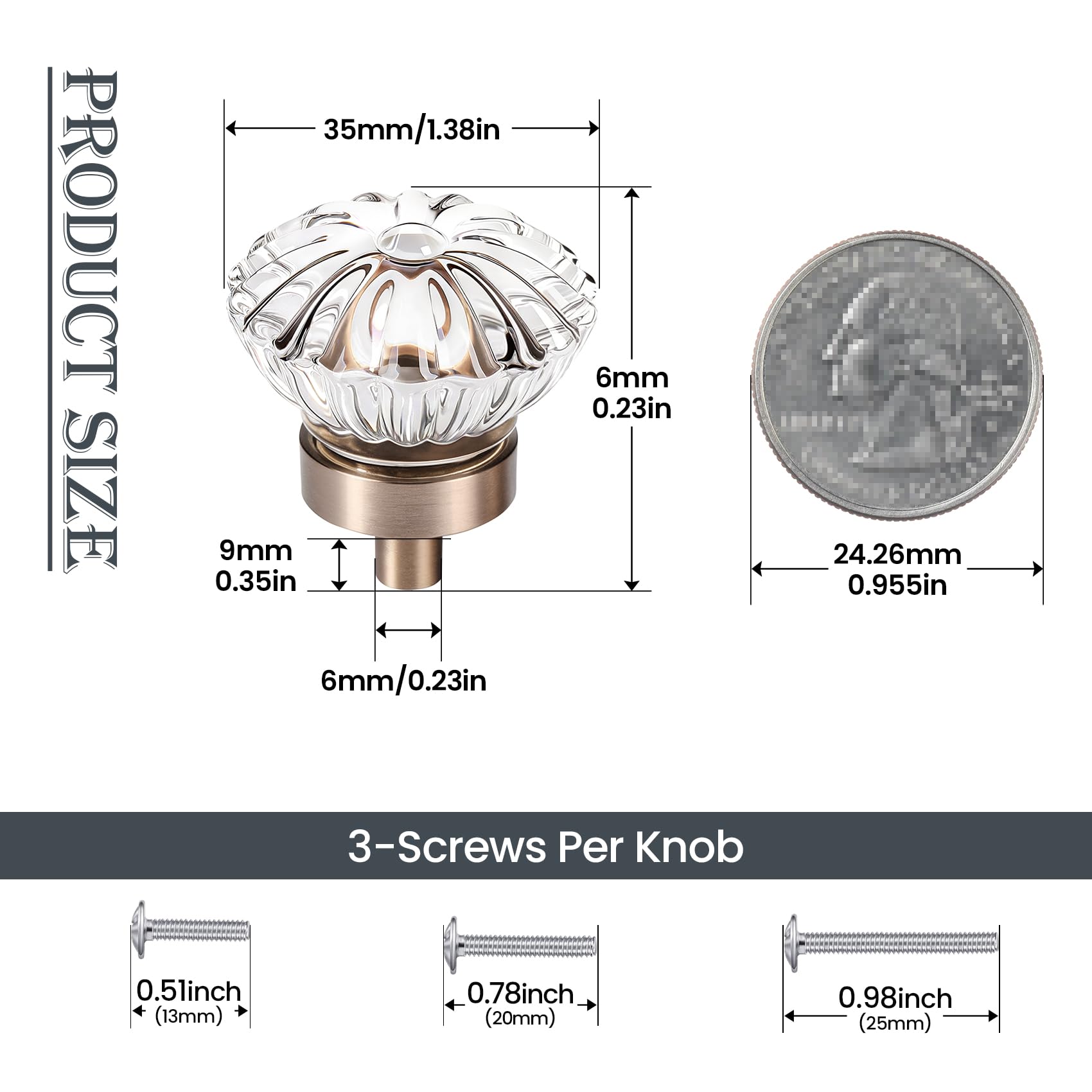Condition photo showing New/Like New for ceymio crystal champagne bronze cabinet knobs cabinets knob, 8 pack flower vintage glass clear cryst
