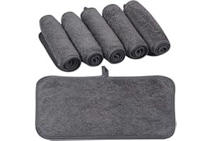 KinHwa 6 Pack Makeup Remover Cloths Microfibre Flannel Face Cloth 6inch x 12inch Washable Ultra Soft Cleansing Cloths for Eye