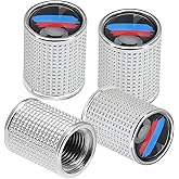 Drytuns Car Tire Valve Caps for BMW All Models, 4Pcs Universal Metal Valve Stem Caps Auto Wheel Center Air Valve Covers for Car SUV Truck Motorcycle Bicycle (Silver)