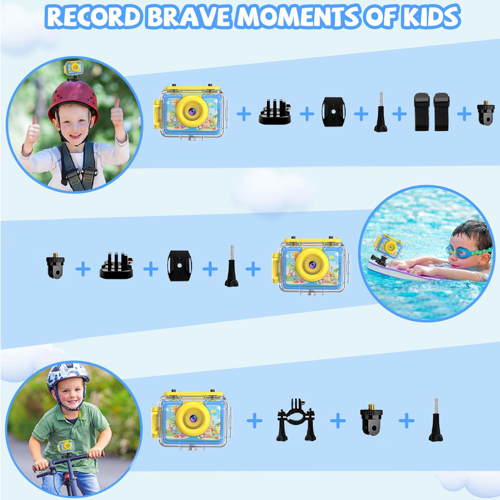 PROGRACE Kids Waterproof Camera - 2024 Upgrade Digital Underwater Camera for Kids Snorkeling Childrens Diving Cameras for Boys Christmas Birthday Gifts Action Cameras Pool Toys for Age 4 5 6 7 8 9 10
