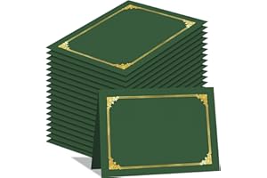 HAUTOCO 50 Pack Certificate Holders, Green Diploma Folders Certificate Covers with Gold Foil Border for Letter Size 8.5x11 Cardstock, Award, Document, Graduation