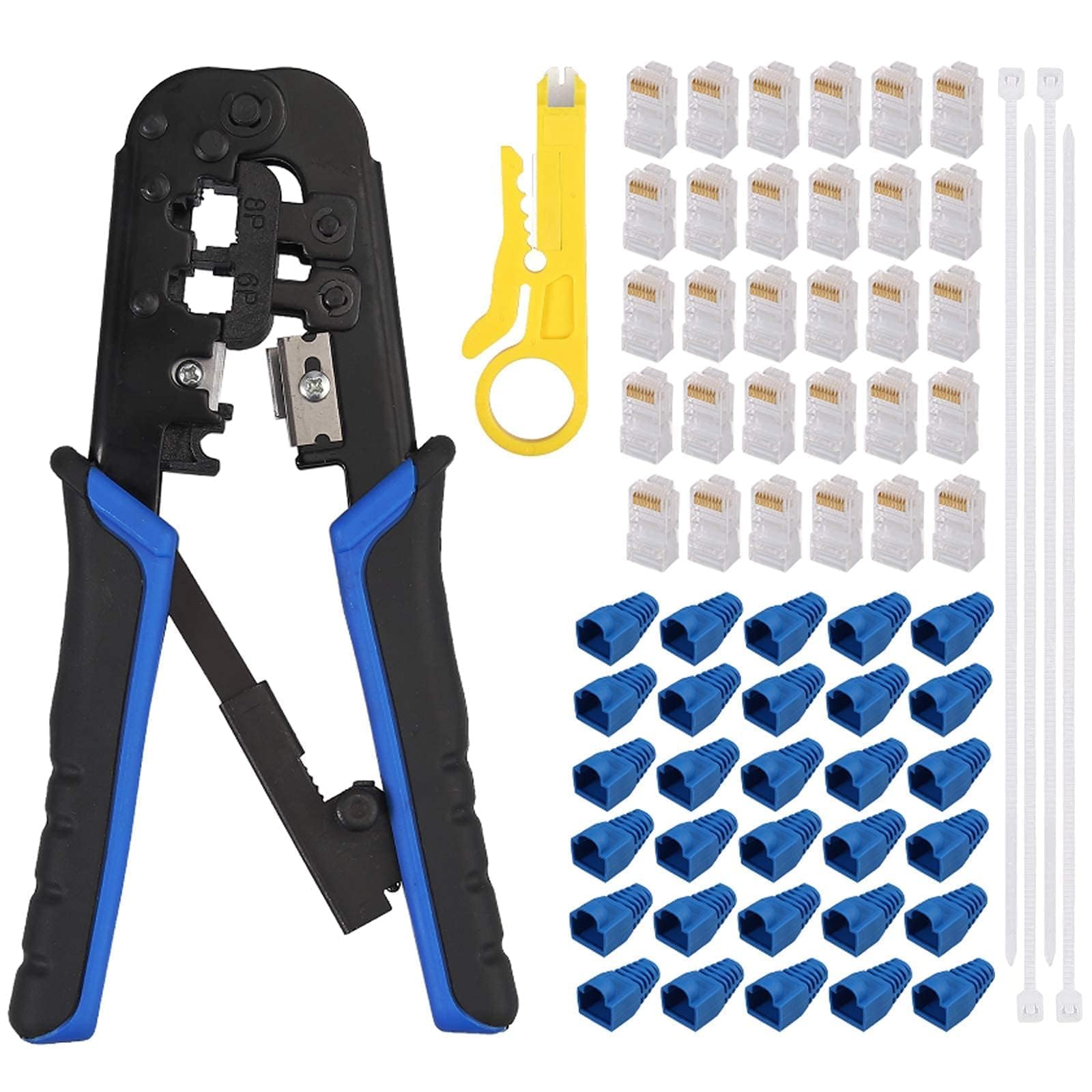 EYPINS Professional RJ45 Crimping Tool Kit with Wire Stripper & Cutter | All-in-One Network Repair Set for Cat5e/RJ11/RJ12 | Home & Office Ethernet Installation Tools